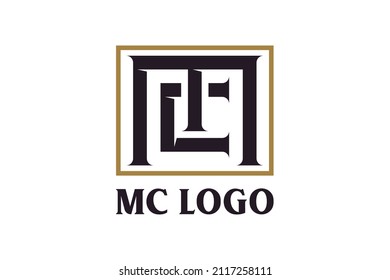 Square Initials Monogram CM MC logo design