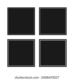 Square inner stroke shape icon set. A group of 4 squared symbols with a white inside line. Isolated on a white background.