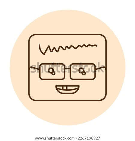 Square intelligent character in glasses color line icon. Mascot of emotions. Pictogram for web page, mobile app, promo.