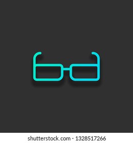 Square intelligent glasses. Linear outline icon. Colorful logo concept with soft shadow on dark background. Icon color of azure ocean