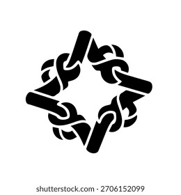 Ilustración vectorial de silueta de cadena de estrella de nudo entrelazado cuadrado abstracto