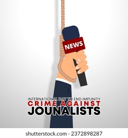 Square international day to end impunity crime against journalists background with a hung journalist hand