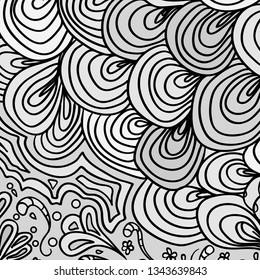 Square intricate pattern. Hand drawn mandala on isolated background. Design for spiritual relaxation for adults. Doodle for work. Black and white illustration