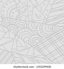 Square intricate pattern. Hand drawn mandala on isolated background. Design for spiritual relaxation for adults. Doodle for work. Black and white illustration