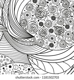 Square intricate pattern. Zentangle. Hand drawn mandala on isolated background. Design for spiritual relaxation for adults. Print for flyers and banners. Doodle for work. Vintage style. Coloring Page