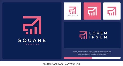 Square investing logo design with abstract arrow