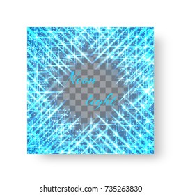 Square invitation template for a party with bright neon stripes on a transparent background for a christmas decoration
