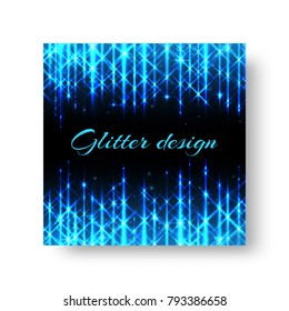 A square invitation template for a party with a bright neon light effect for a christmas decoration