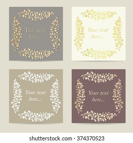 Square invitations set. Vintage cards collection for greetings and wishes. Vector elements.