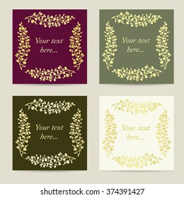 Square invitations set. Vintage cards collection for greetings and wishes. Vector elements.