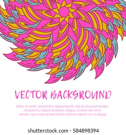 Square invite template. Vector invitation with mandala design element. Round flower ornament. Decorative vintage print. Luxury floral weave pattern.