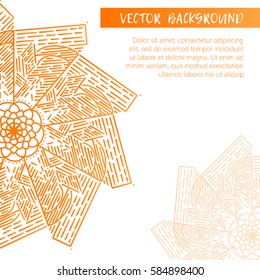 Square invite template. Vector invitation with mandala design element. Round flower ornament. Decorative vintage print. Luxury floral weave pattern.