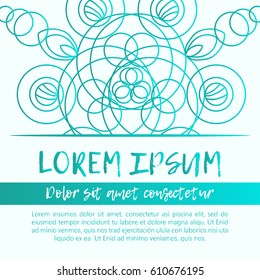 Square invite template. Vector invitation with mandala design element. Round flower ornament. Decorative vintage print. Luxury floral weave pattern.