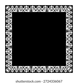 Quadro de ornamento islâmico asiático quadrado. Vetor. Padrão oriental islâmico. Modelo para criação de certificados, vales-presente, cartões postais, diplomas, bordados, jateamento de areia, cerâmica