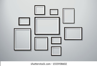 Square Isolated Picture Frame On Wall Vector Illustration EPS10