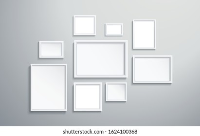 square isolated white picture frame on wall vector illustration EPS10