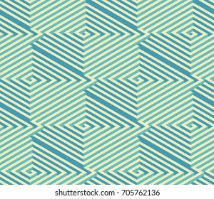 Square Isometric labyrinth. Abstract vector endless pattern.