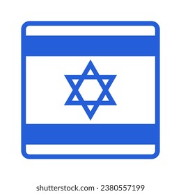 Square Israeli flag icon. Vector.