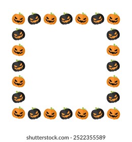 Borda quadrada Jack O Lantern Halloween Frame. Ilustração De Vetor De Modelo De Cartão Postal De Mídia Social.