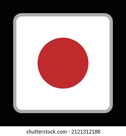 Square Japanese flag icon. Asian country. Vector.
