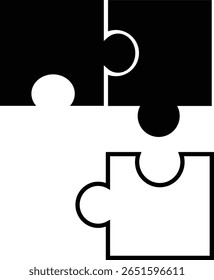 Quebra-cabeça quadrado com peças em preto e branco juntas, Encontrando a peça que falta, Desbloqueando conexões de quebra-cabeça para soluções completas