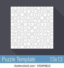 Square jigsaw puzzle template 13x13 pieces, vector eps10 illustration