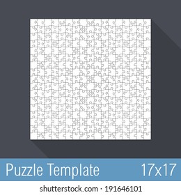 Square jigsaw puzzle template 17x17 pieces, vector eps10 illustration