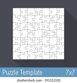 Square jigsaw puzzle template 7x7 pieces, vector eps10 illustration