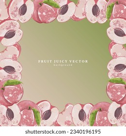Fondo cuadrado de fruta jugosa con melocotones rosas. Fondo rosa para la decoración, papel pintado, carátulas, postales, tarjetas de visita y presentaciones. Marco para texto o foto