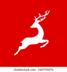 Square Jumping Reindeer Silhouette Red And White