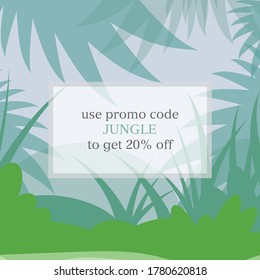 square jungle promo code voucher template for webiste vector illustration