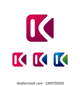 Quadratischer K-Buchstabe in Farbvarianten Business-Logo-Vorlage
