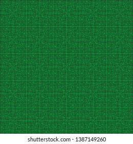square kufic Islamic calligraphy in green background that mean Allah's Holiness and all praise be to Allah and there is no god but Allah Allah is great