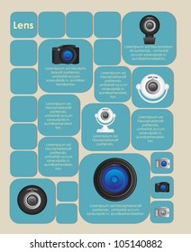square label with cameras and space for text Vector illustration