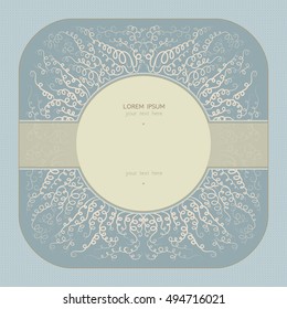 Square label for spa products. Making cosmetic natural resources.
Algae and bubbles arranged in a circle.