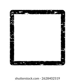 Square Label Stamp Frame – Black Ink Grunge Style