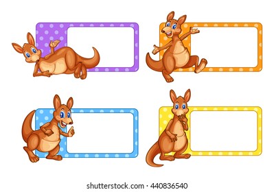 Square labels with kangaroo illustration