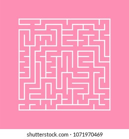 A square labyrinth with an entrance and an exit. A simple flat vector illustration isolated on a colored background