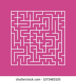 A square labyrinth with an entrance and an exit. A simple flat vector illustration isolated on a colored background