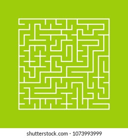 A square labyrinth with an entrance and an exit. A simple flat vector illustration isolated on a colored background