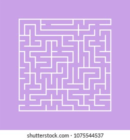A square labyrinth with an entrance and an exit. A simple flat vector illustration isolated on a colored background