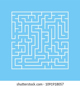 A square labyrinth with an entrance and an exit. A simple flat vector illustration isolated on a colored background