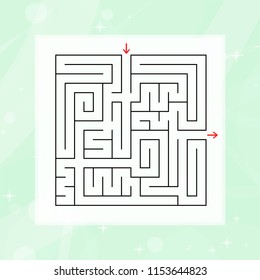 A square labyrinth. An interesting and useful game for children and adults. Simple flat vector illustration on a colorful abstract background