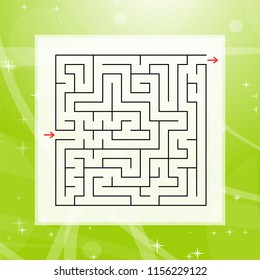 A square labyrinth. An interesting and useful game for children and adults. Simple flat vector illustration on a colorful abstract background