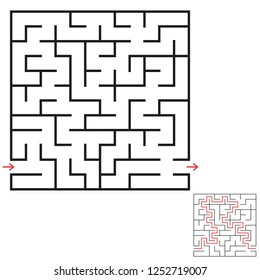 A square labyrinth. An interesting and useful game for children and adults. A simple flat vector illustration on a white background. With the decision