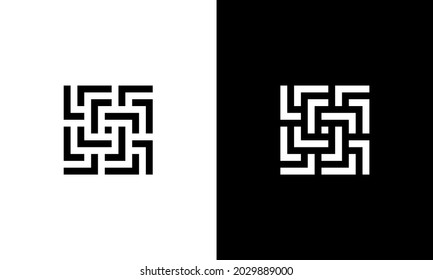 Square Labyrinth Maze with Initial Letter L logo Design Inspiration