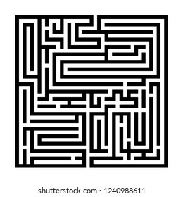 Square labyrinth, Maze for kids, Children riddle game, puzzle with an entry and an exit.