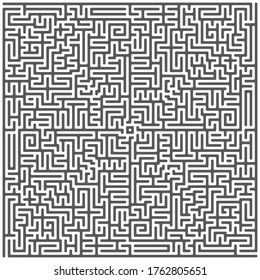 Vista superior cuadrada del laberinto aislada sobre fondo blanco. Juego clásico de Maze. Gris maze para tu proyecto de negocio. Cuatro laberinto de salida. Ilustración vectorial