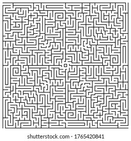 A square labyrinth top view isolated on white background. Classic Maze game. Gray maze for Your business project. Four exit labyrinth. Vector Illustration