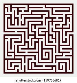Square Labyrinth vector. Maze (labyrinth) game illustration